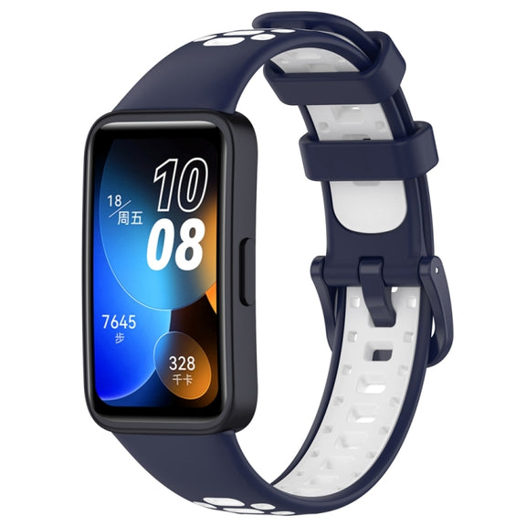 For Huawei Band 8 Two Color Silicone Replacement Watch Band(Midnight Blue White)