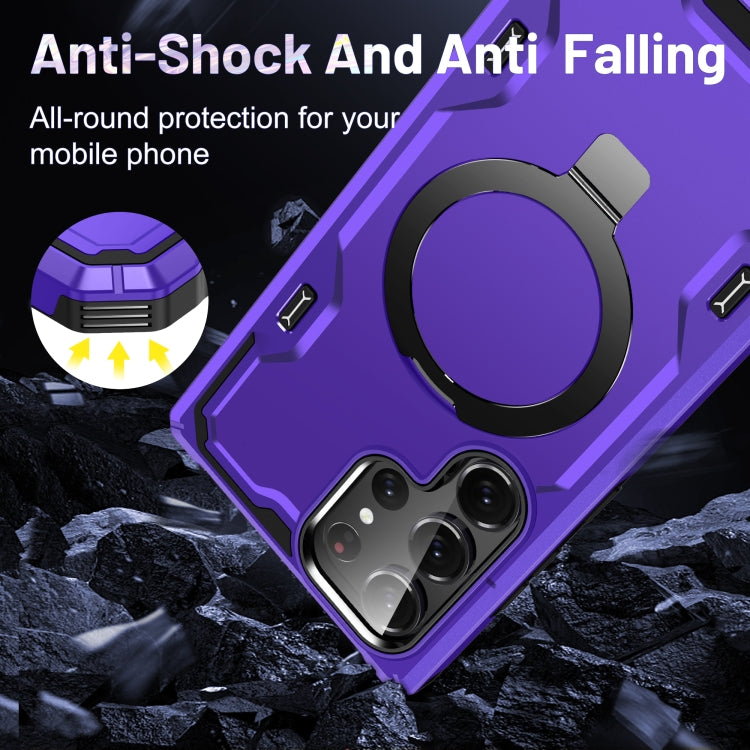 For Samsung Galaxy S23 5G Patronus MagSafe Magnetic Holder Phone Case(Purple)
