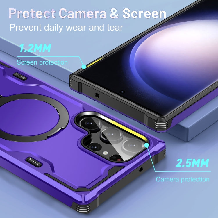 For Samsung Galaxy S23 5G Patronus MagSafe Magnetic Holder Phone Case(Purple)