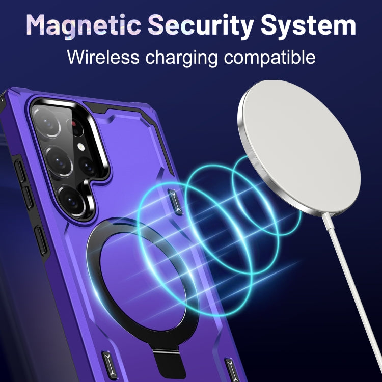 For Samsung Galaxy S23 5G Patronus MagSafe Magnetic Holder Phone Case(Purple)
