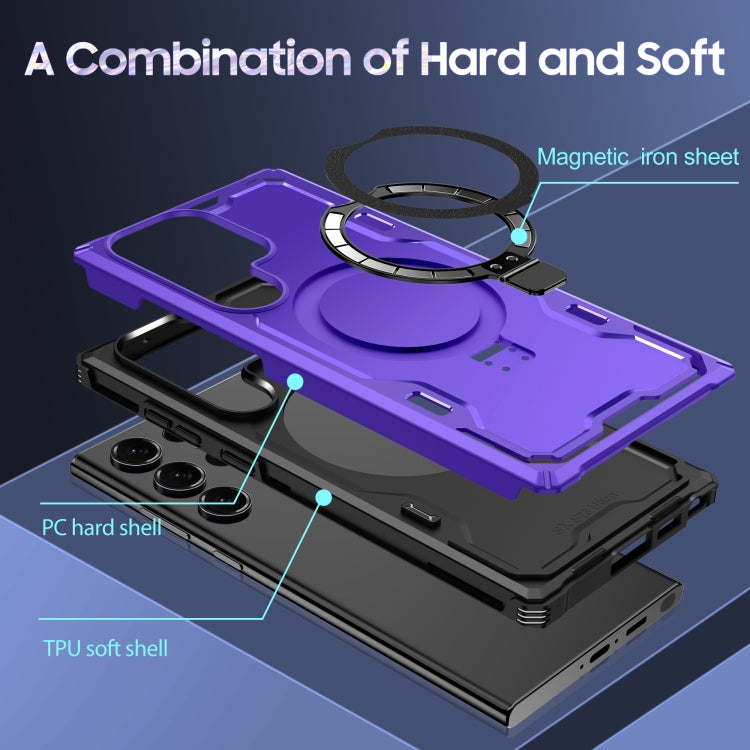 For Samsung Galaxy S23 5G Patronus MagSafe Magnetic Holder Phone Case(Purple)