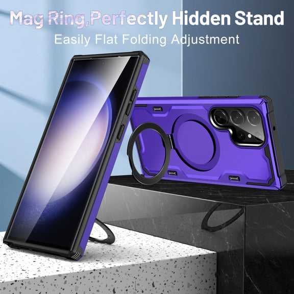 For Samsung Galaxy S23 5G Patronus MagSafe Magnetic Holder Phone Case(Purple)