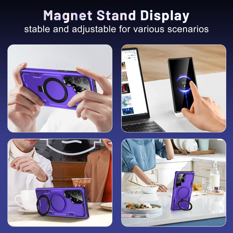 For Samsung Galaxy S23 5G Patronus MagSafe Magnetic Holder Phone Case(Purple)