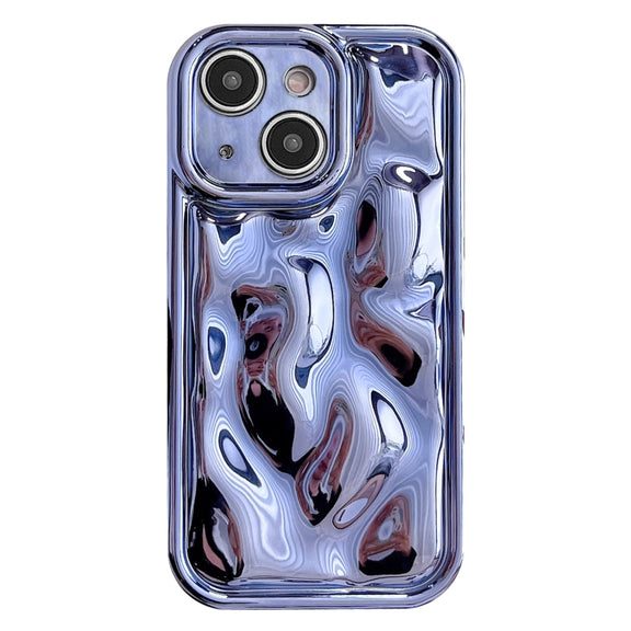 For iPhone 14 Plus Electroplating Meteorite Texture TPU Phone Case(Blue)