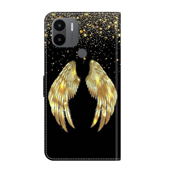 For Xiaomi Redmi A1+ / A2 / A2+ Crystal 3D Shockproof Protective Leather Phone Case(Golden Wings)