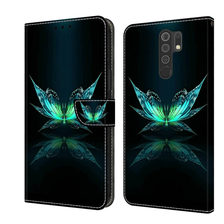 For Xiaomi Redmi 9 Crystal 3D Shockproof Protective Leather Phone Case(Reflection Dutterfly)