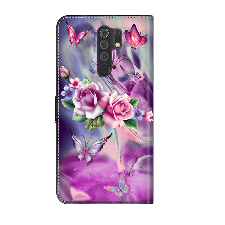 For Xiaomi Redmi 9 Crystal 3D Shockproof Protective Leather Phone Case(Butterfly)