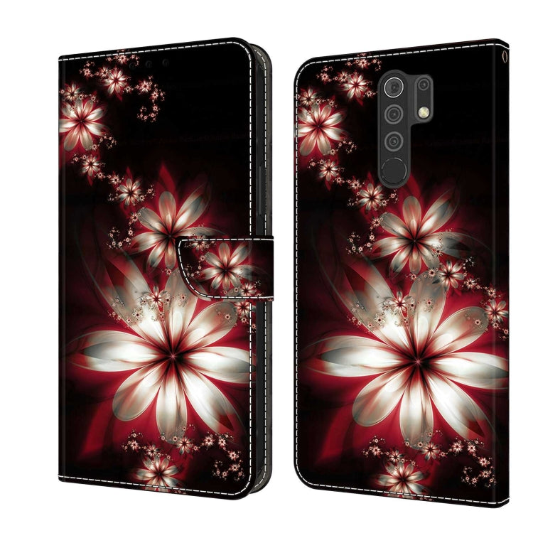 For Xiaomi Redmi 9 Crystal 3D Shockproof Protective Leather Phone Case(Fantastic Flower)