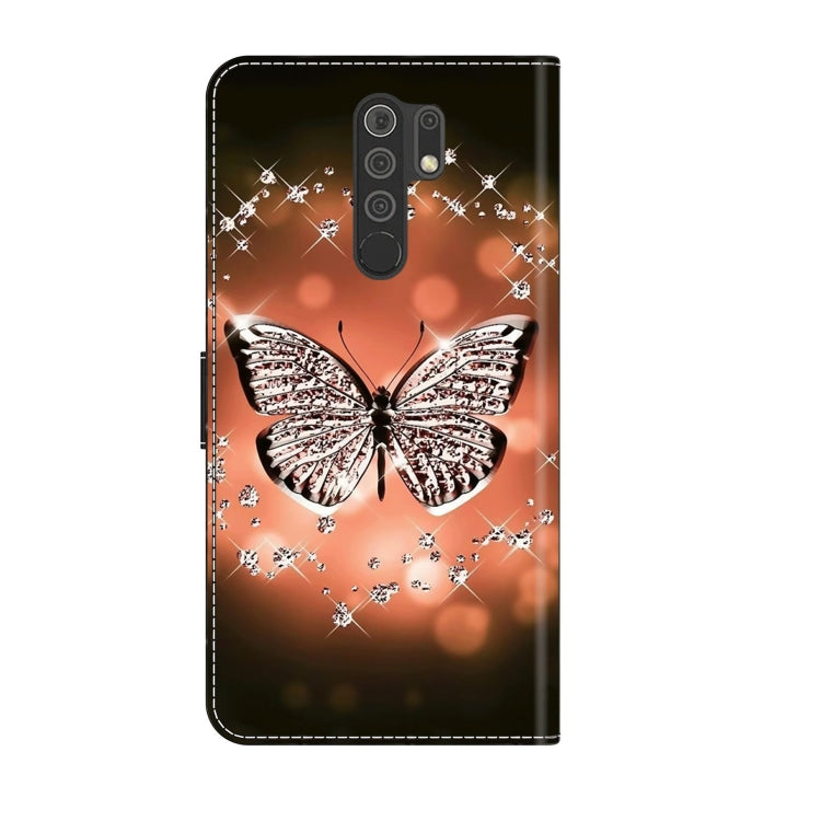 For Xiaomi Redmi 9 Crystal 3D Shockproof Protective Leather Phone Case(Crystal Butterfly)