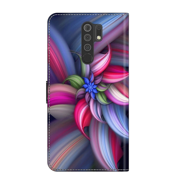 For Xiaomi Redmi 9 Crystal 3D Shockproof Protective Leather Phone Case(Colorful Flower)