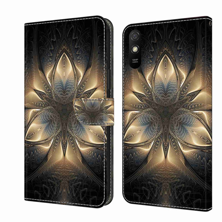 For Xiaomi Redmi 9A Crystal 3D Shockproof Protective Leather Phone Case(Luminous Building)
