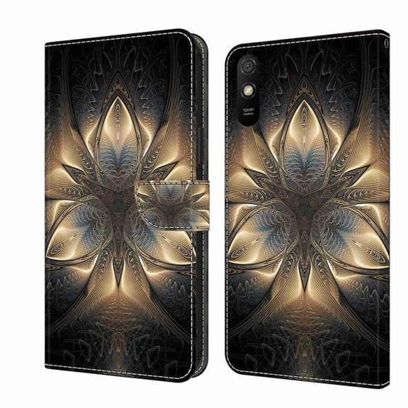 For Xiaomi Redmi 9A Crystal 3D Shockproof Protective Leather Phone Case(Luminous Building)