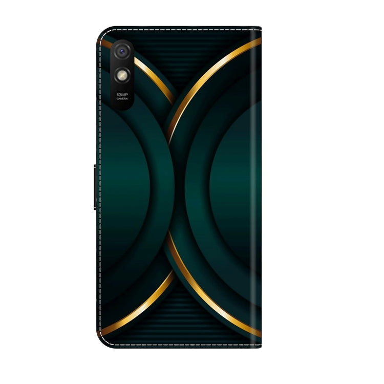 For Xiaomi Redmi 9A Crystal 3D Shockproof Protective Leather Phone Case(Gold Outline)