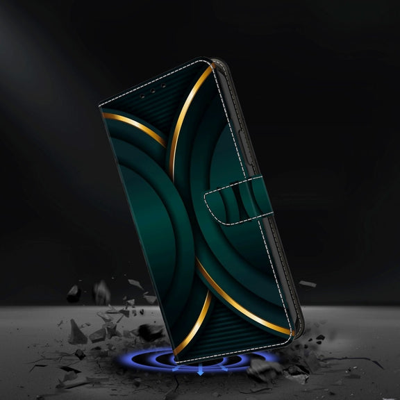 For Xiaomi Redmi 9A Crystal 3D Shockproof Protective Leather Phone Case(Gold Outline)