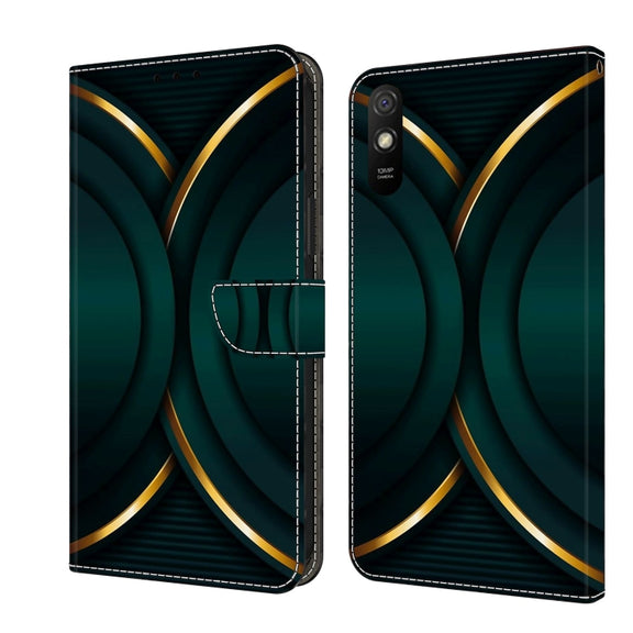 For Xiaomi Redmi 9A Crystal 3D Shockproof Protective Leather Phone Case(Gold Outline)