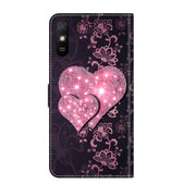 For Xiaomi Redmi 9A Crystal 3D Shockproof Protective Leather Phone Case(Lace Love)