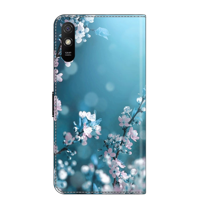 For Xiaomi Redmi 9A Crystal 3D Shockproof Protective Leather Phone Case(Plum Flower)
