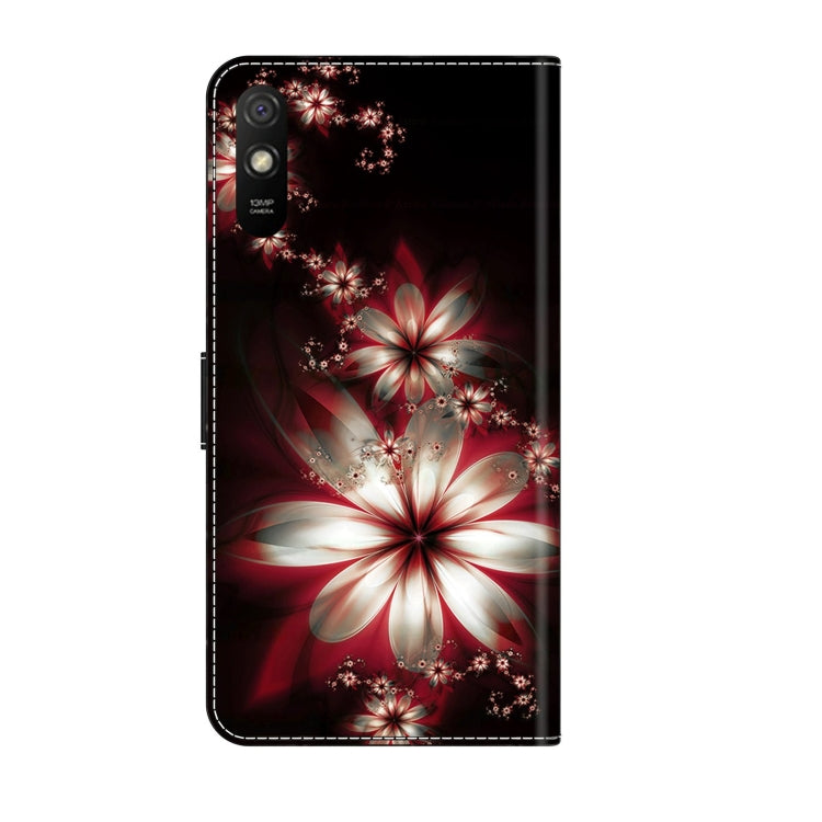 For Xiaomi Redmi 9A Crystal 3D Shockproof Protective Leather Phone Case(Fantastic Flower)