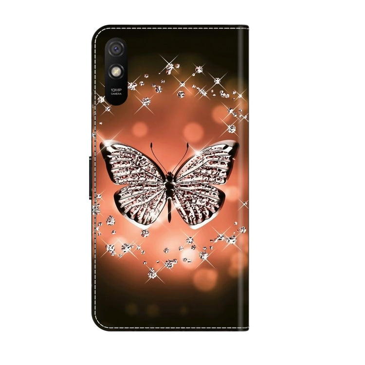 For Xiaomi Redmi 9A Crystal 3D Shockproof Protective Leather Phone Case(Crystal Butterfly)
