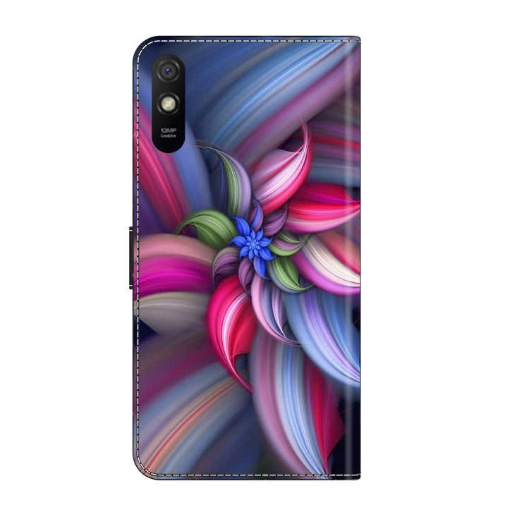 For Xiaomi Redmi 9A Crystal 3D Shockproof Protective Leather Phone Case(Colorful Flower)