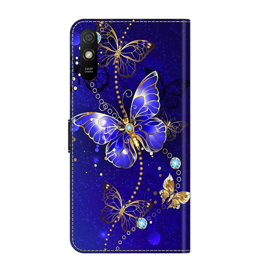 For Xiaomi Redmi 9A Crystal 3D Shockproof Protective Leather Phone Case(Diamond Butterfly)