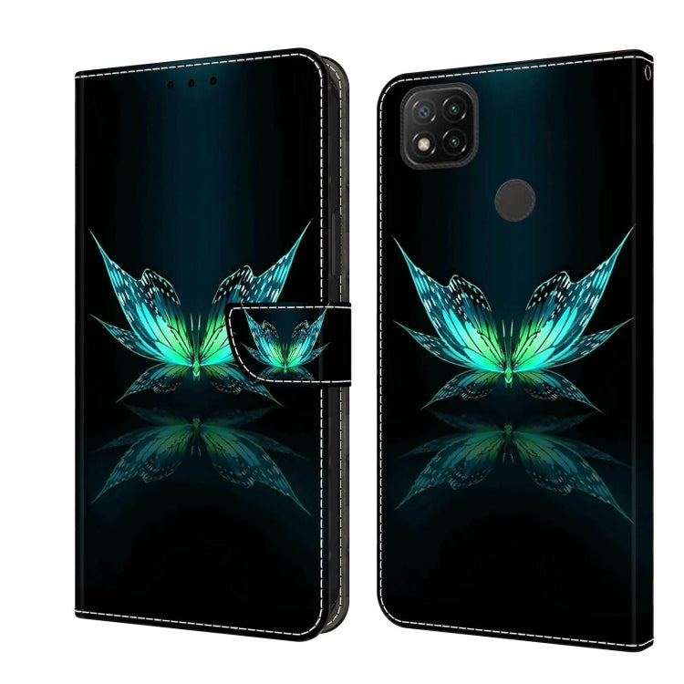 For Xiaomi Redmi 9C Crystal 3D Shockproof Protective Leather Phone Case(Reflection Dutterfly)