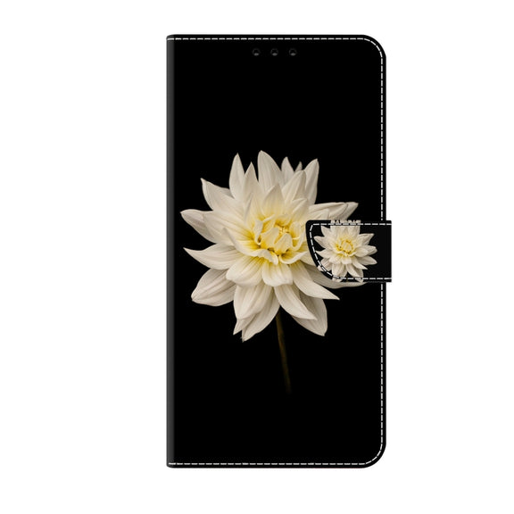 For Xiaomi Redmi 9C Crystal 3D Shockproof Protective Leather Phone Case(White Flower)