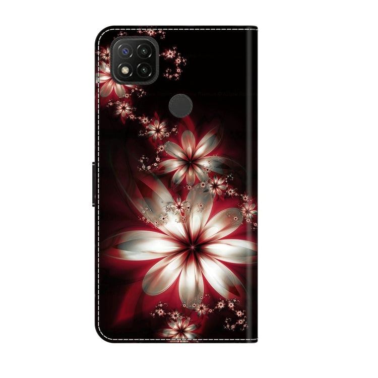 For Xiaomi Redmi 9C Crystal 3D Shockproof Protective Leather Phone Case(Fantastic Flower)