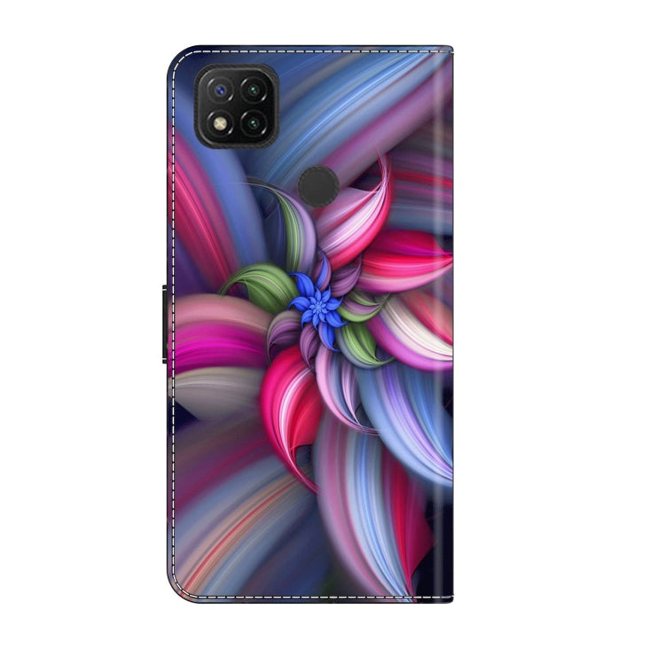 For Xiaomi Redmi 9C Crystal 3D Shockproof Protective Leather Phone Case(Colorful Flower)