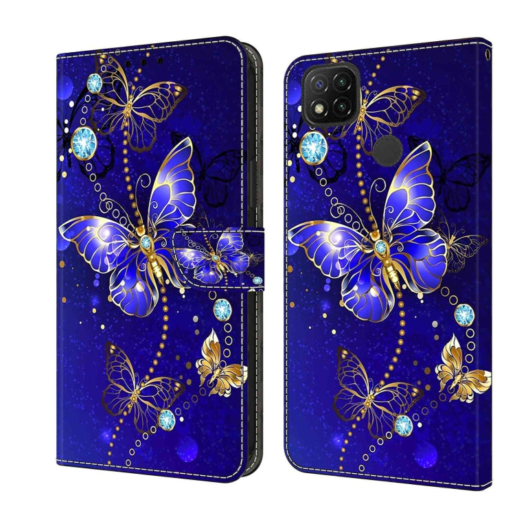 For Xiaomi Redmi 9C Crystal 3D Shockproof Protective Leather Phone Case(Diamond Butterfly)