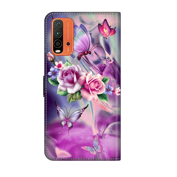 For Xiaomi Redmi 9T Crystal 3D Shockproof Protective Leather Phone Case(Butterfly)