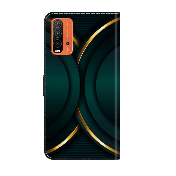 For Xiaomi Redmi 9T Crystal 3D Shockproof Protective Leather Phone Case(Gold Outline)