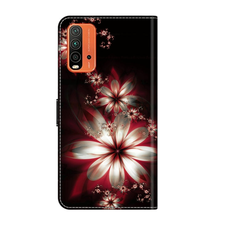 For Xiaomi Redmi 9T Crystal 3D Shockproof Protective Leather Phone Case(Fantastic Flower)