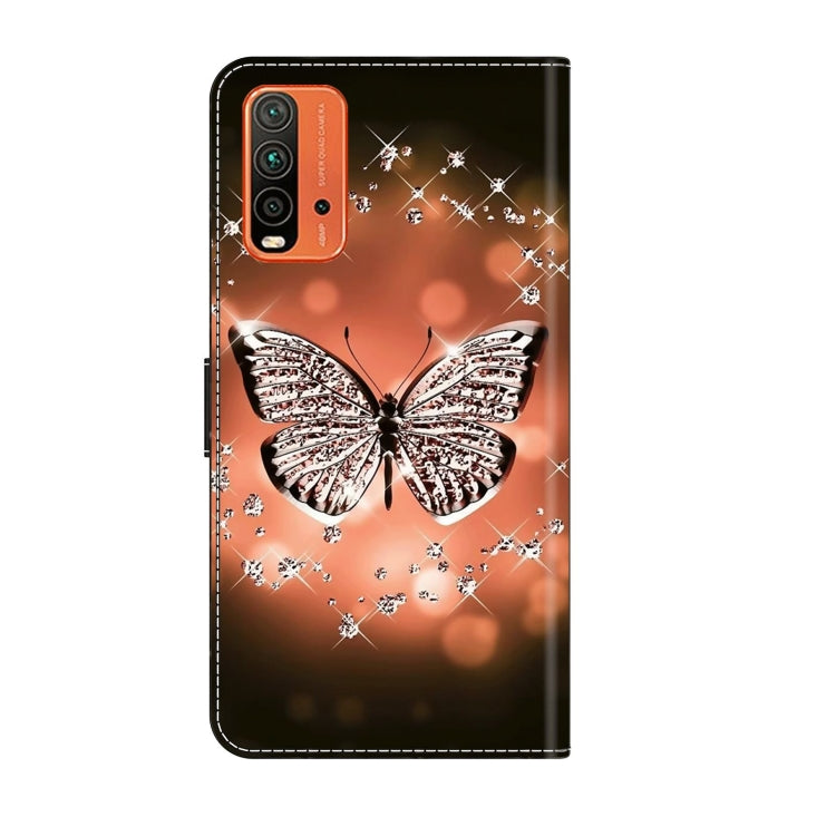 For Xiaomi Redmi 9T Crystal 3D Shockproof Protective Leather Phone Case(Crystal Butterfly)