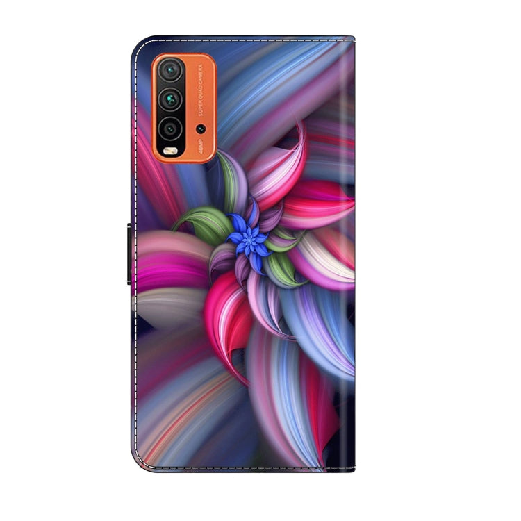 For Xiaomi Redmi 9T Crystal 3D Shockproof Protective Leather Phone Case(Colorful Flower)