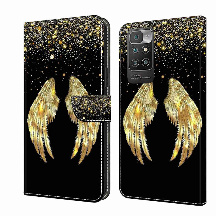 For Xiaomi Redmi 10 Crystal 3D Shockproof Protective Leather Phone Case(Golden Wings)