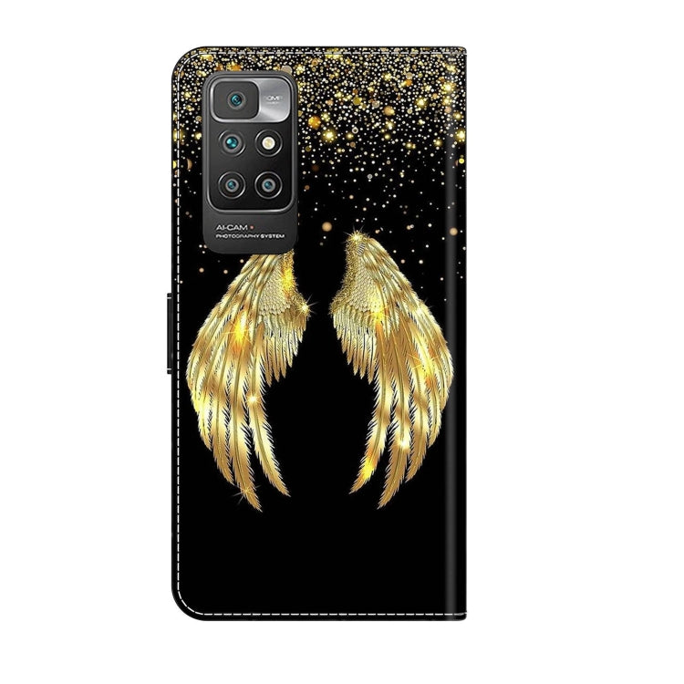 For Xiaomi Redmi 10 Crystal 3D Shockproof Protective Leather Phone Case(Golden Wings)