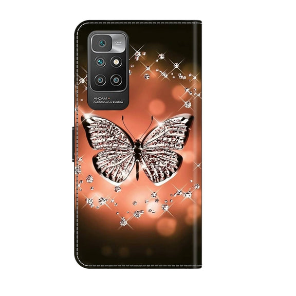 For Xiaomi Redmi 10 Crystal 3D Shockproof Protective Leather Phone Case(Crystal Butterfly)
