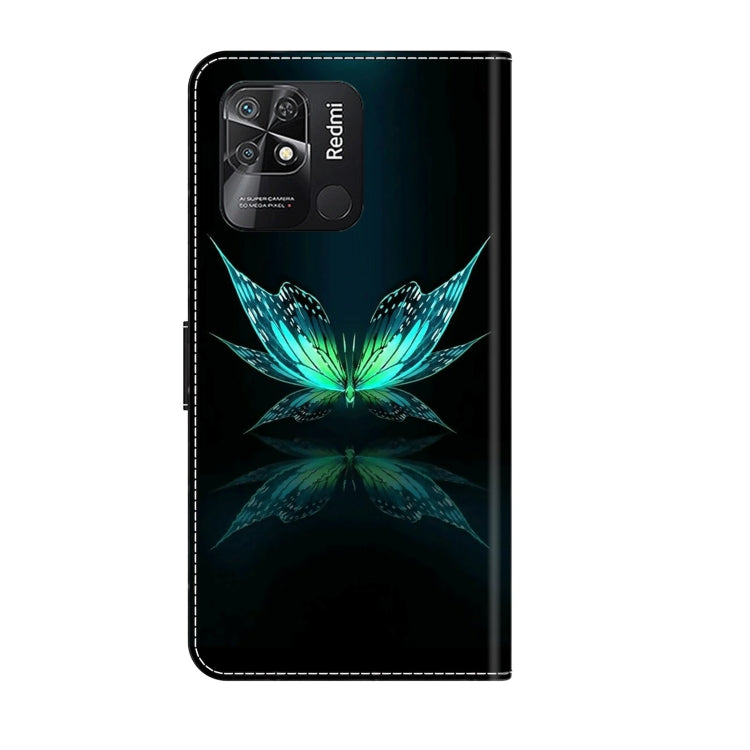 For Xiaomi Redmi 10C Crystal 3D Shockproof Protective Leather Phone Case(Reflection Dutterfly)