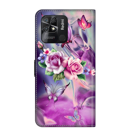 For Xiaomi Redmi 10C Crystal 3D Shockproof Protective Leather Phone Case(Butterfly)