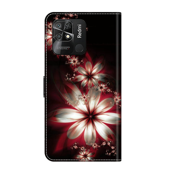 For Xiaomi Redmi 10C Crystal 3D Shockproof Protective Leather Phone Case(Fantastic Flower)