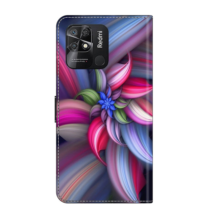 For Xiaomi Redmi 10C Crystal 3D Shockproof Protective Leather Phone Case(Colorful Flower)