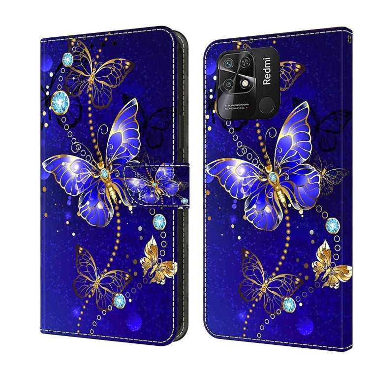 For Xiaomi Redmi 10C Crystal 3D Shockproof Protective Leather Phone Case(Diamond Butterfly)