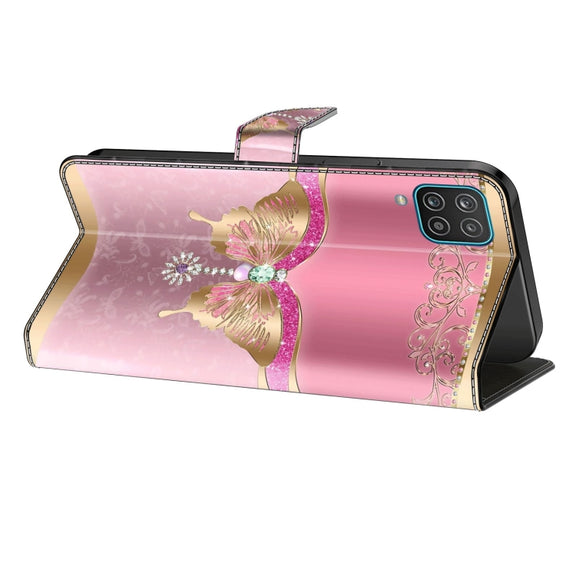 For Xiaomi Redmi Note 8 Crystal 3D Shockproof Protective Leather Phone Case(Pink Bottom Butterfly)