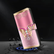 For Xiaomi Redmi Note 8 Crystal 3D Shockproof Protective Leather Phone Case(Pink Bottom Butterfly)