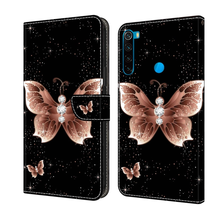 For Xiaomi Redmi Note 8 Crystal 3D Shockproof Protective Leather Phone Case(Pink Diamond Butterfly)