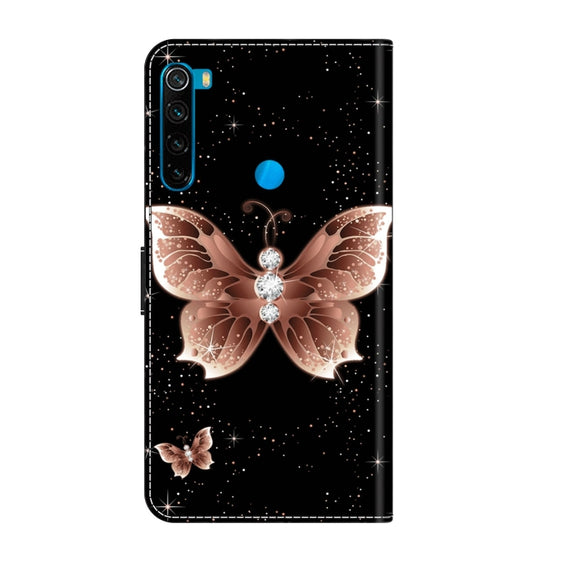 For Xiaomi Redmi Note 8 Crystal 3D Shockproof Protective Leather Phone Case(Pink Diamond Butterfly)