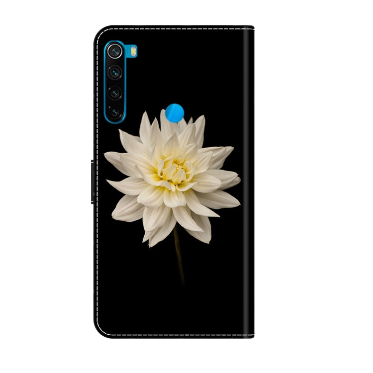 For Xiaomi Redmi Note 8 Crystal 3D Shockproof Protective Leather Phone Case(White Flower)