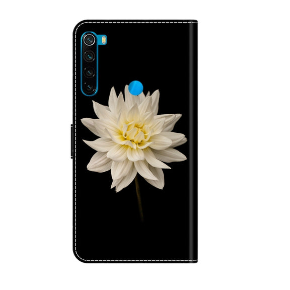 For Xiaomi Redmi Note 8 Crystal 3D Shockproof Protective Leather Phone Case(White Flower)