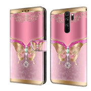 For Xiaomi Redmi Note 8 Pro Crystal 3D Shockproof Protective Leather Phone Case(Pink Bottom Butterfly)